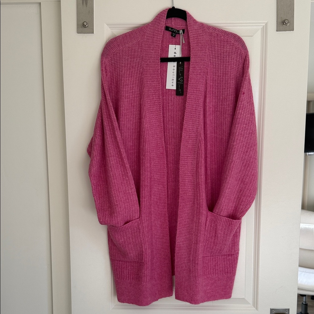 Velvet Heart Fuchsia Open-Front Cardigan